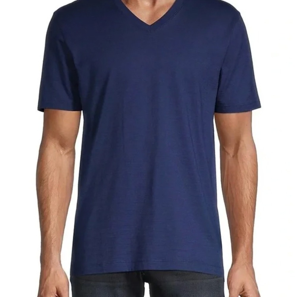 BOSS Hugo Boss Slim Fit Blue V-Neck T-Shirt Men's Medium Short Sleeve